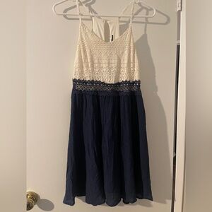 White and Navy Blue Dress Size Medium